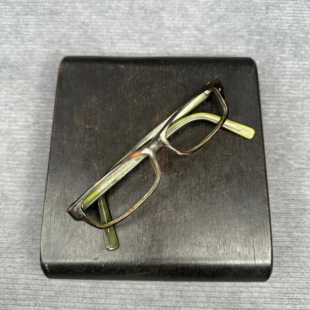 Prada VPR 07E Tortoise Olive Green Rectangular Eyeglasses Frames Italy 52-16-140